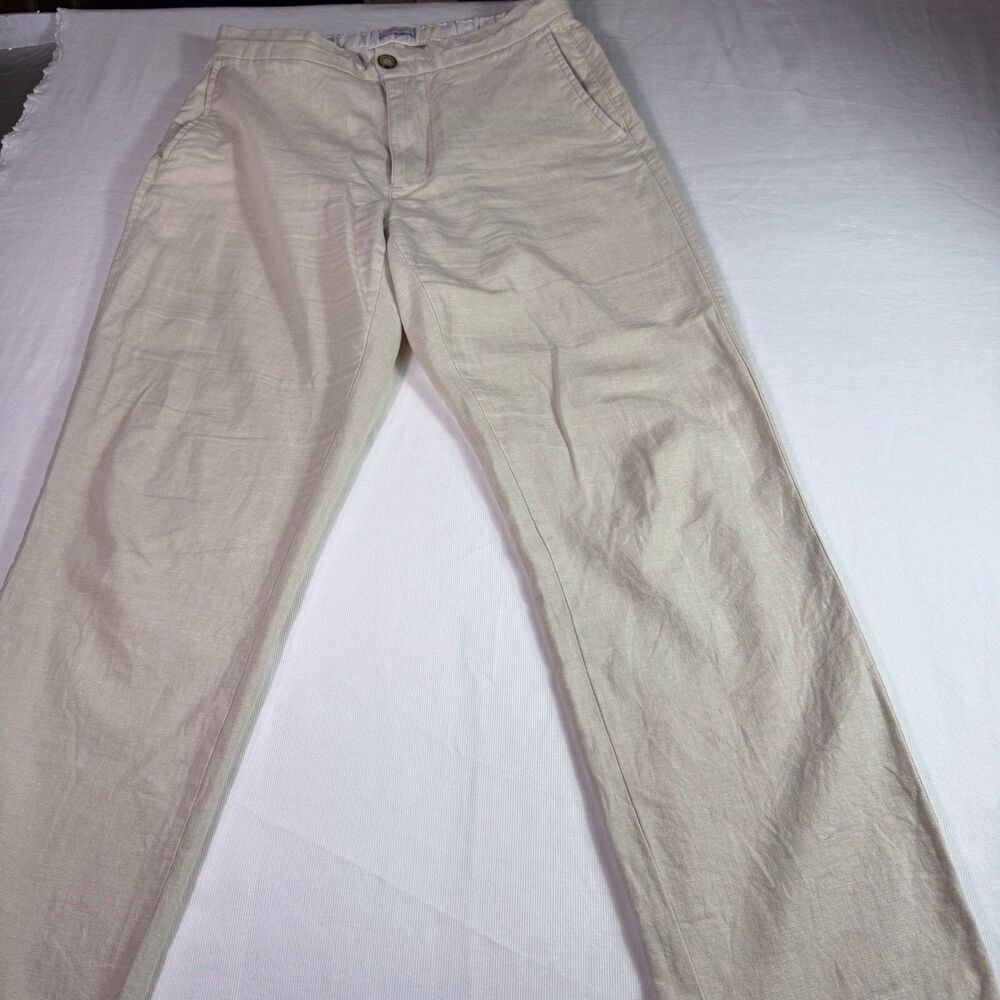 Old Navy Cream Linen‎ Blend Pants Sz SP Pockets Boho Coastal Beach Indie comfy